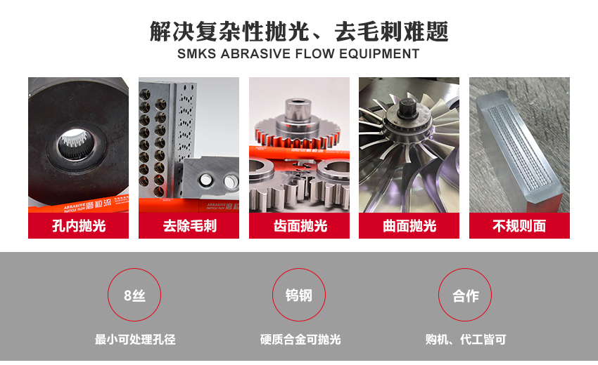 免去殘留磨料煩惱：斯曼克高速水粒子采用特殊流體磨料，不沾不黏免去殘留磨料清理煩惱。 高精度保持：斯曼克高速水粒子比標(biāo)準(zhǔn)磨粒流對(duì)精度的控制更高，還可用于薄壁工件的毛刺清理。 便于實(shí)現(xiàn)全自動(dòng)化：斯曼克高速水粒子目前已經(jīng)為多家知名企業(yè)實(shí)現(xiàn)內(nèi)<a href='http://www.lifemessy.com' target='_blank'><u>交叉孔去毛刺</u></a>全自動(dòng)化生產(chǎn)，無需人工參與。