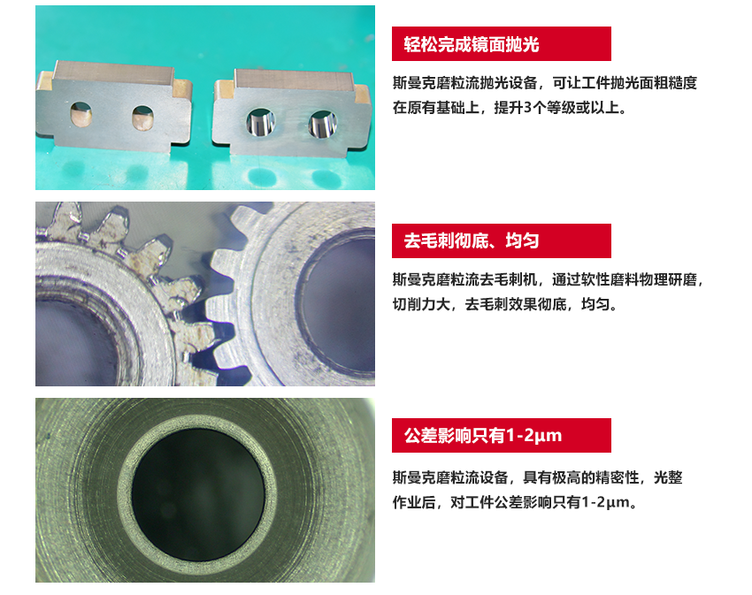 蘇州斯曼克磨粒流設(shè)備公司是流體拋光技術(shù)用于工業(yè)實(shí)踐的先行者,致力于為客戶解決<a href='http://www.lifemessy.com' target='_blank'><u>內(nèi)孔拋光</u></a>、<a href='http://www.lifemessy.com' target='_blank'><u>交叉孔去毛刺</u></a>、微孔拋光、<a href='http://www.lifemessy.com' target='_blank'><u>內(nèi)孔去毛刺</u></a>、微孔去毛刺等各類復(fù)雜性拋光去毛刺難題,并提供系統(tǒng)化的<a href='http://www.lifemessy.com' target='_blank'><u>流體拋光機(jī)</u></a>,<a href='http://www.lifemessy.com' target='_blank'><u>內(nèi)孔拋光</u></a>機(jī),涵蓋傳統(tǒng)AFM磨粒流拋光機(jī),高速磨粒流<a href='http://www.lifemessy.com' target='_blank'><u>去毛刺機(jī)</u></a>以及<a href='http://www.lifemessy.com' target='_blank'><u>微孔拋光機(jī)</u></a>.