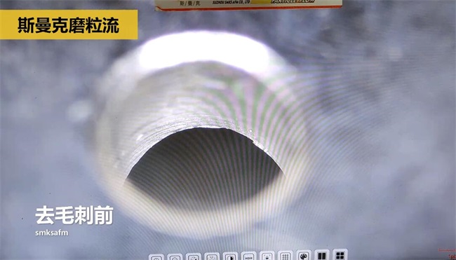 鋁合金<a href='http://www.lifemessy.com' target='_blank'><u>交叉孔去毛刺</u></a>，<a href='http://www.lifemessy.com' target='_blank'><u>流體拋光機(jī)</u></a>約20秒一個(gè)
